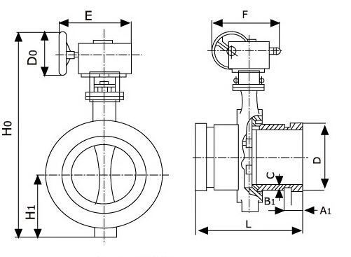 XD381X溝槽信號蝶閥（渦輪）結構圖片