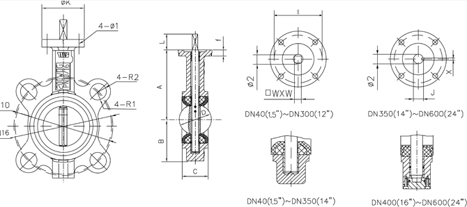D71X-10/16對(duì)夾式蝶閥結(jié)構(gòu)樣圖 D71X-10/16對(duì)夾式蝶閥結(jié)構(gòu)樣圖