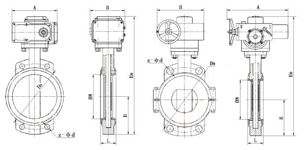襯氟對夾蝶閥結(jié)構(gòu)圖 襯氟對夾蝶閥結(jié)構(gòu)圖