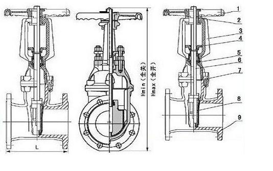 Z45X-10/16Q彈性座封閘閥結(jié)構(gòu)圖 Z45X-10/16Q彈性座封閘閥結(jié)構(gòu)圖